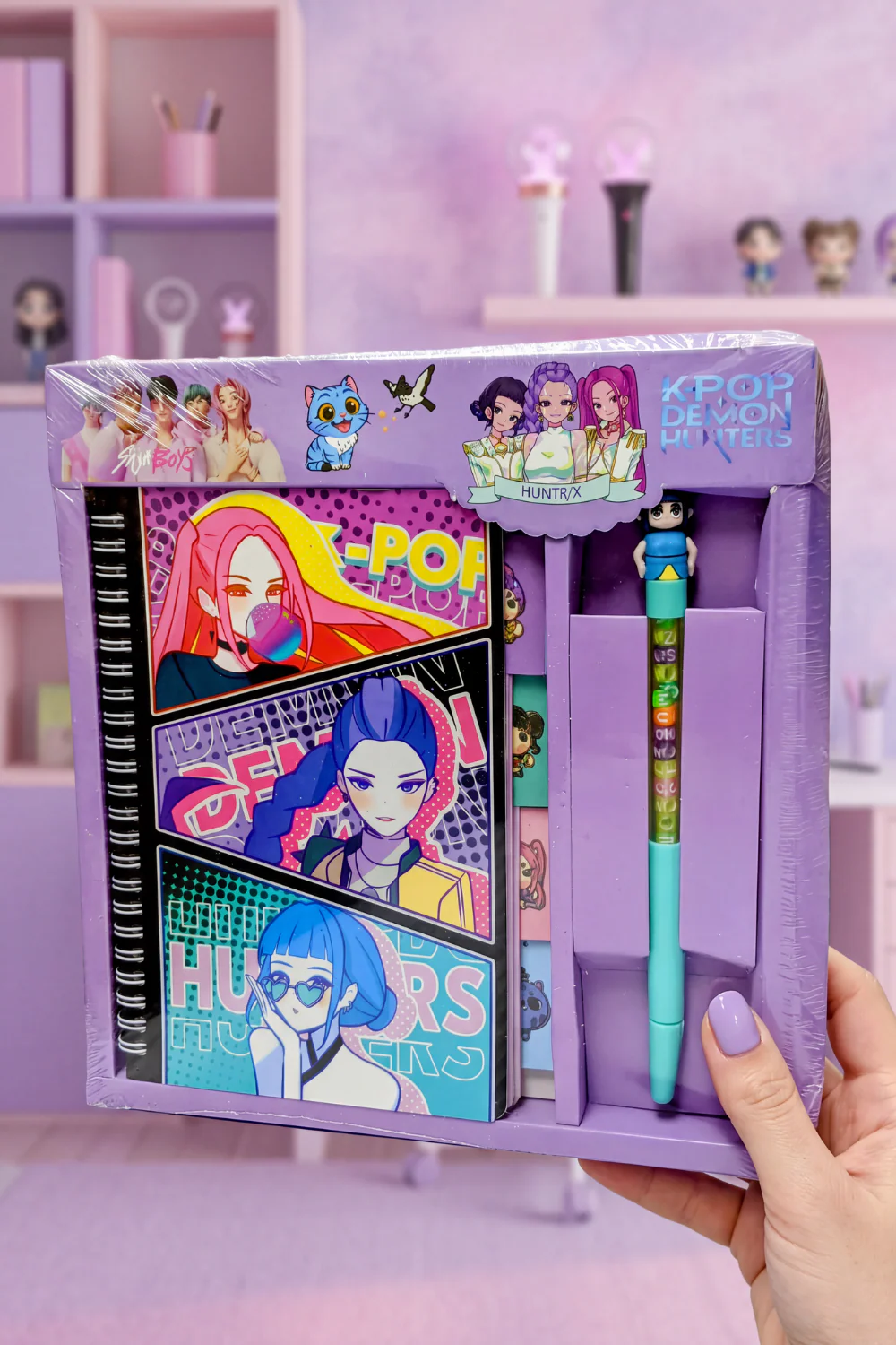 K-POP Demon Hunters Temalı Defter + Kalem Kırtasiye Seti — 1. HUNTR/X Pop Art