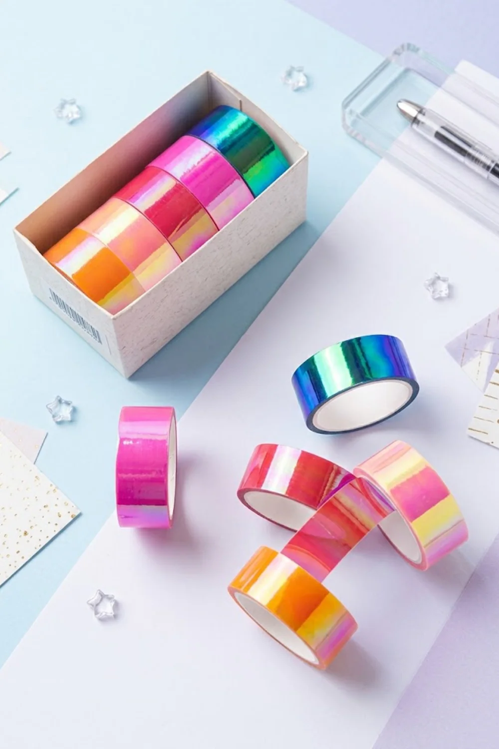 Holografik Renkli 5 Adet Washi Tape Seti