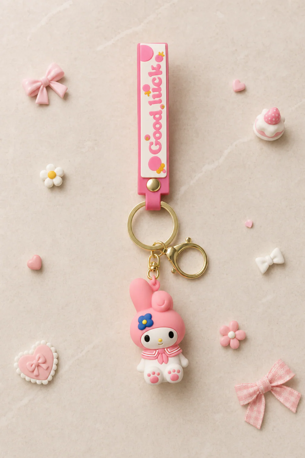 My Melody Temalı Çiçekli Charm Anahtarlık
