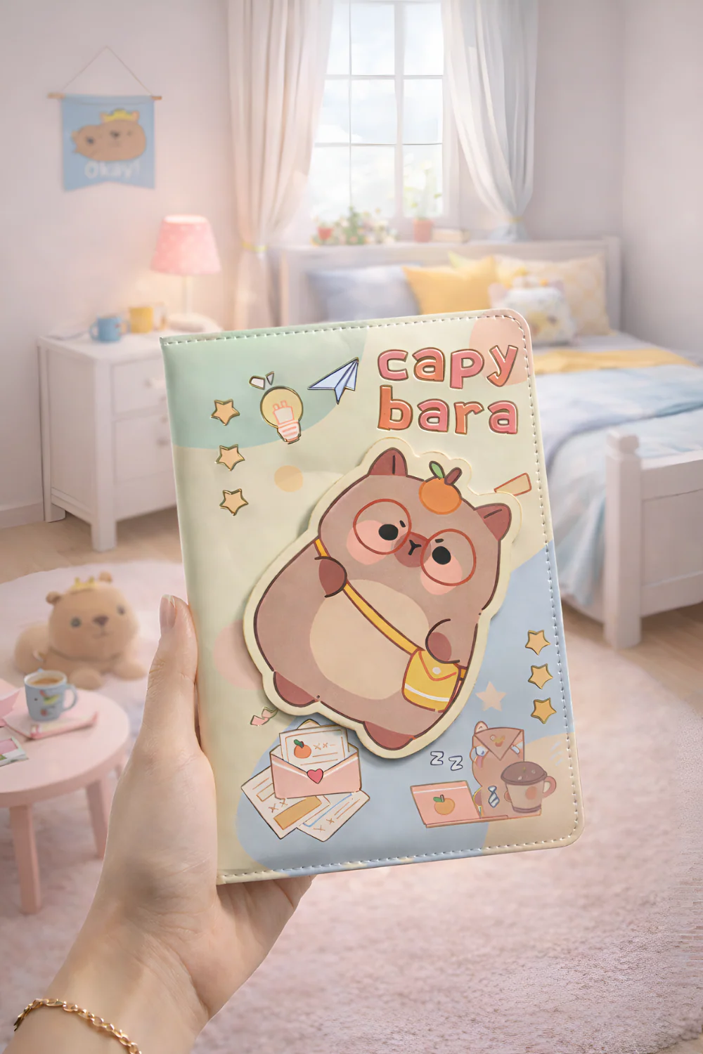 Capybara Temalı 3D Kapaklı Pofuduk Defter
