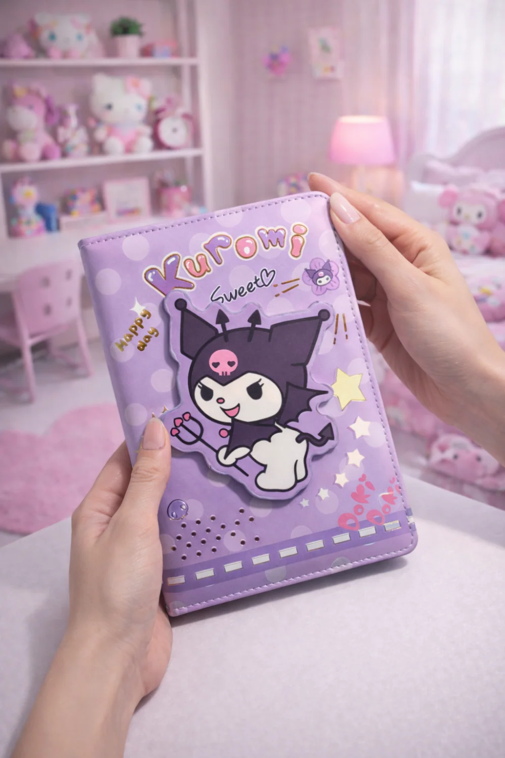 Kuromi Temalı 3D Kapaklı Pofuduk Defter