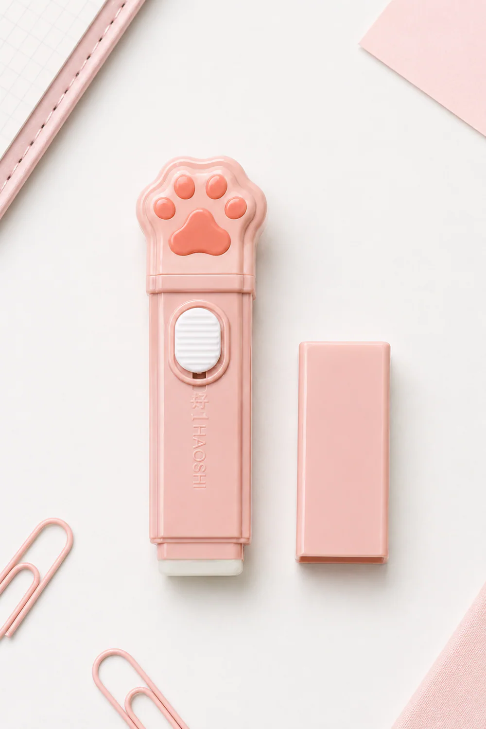 Pembe Kedi Patili Yedekli Sürgülü Silgi