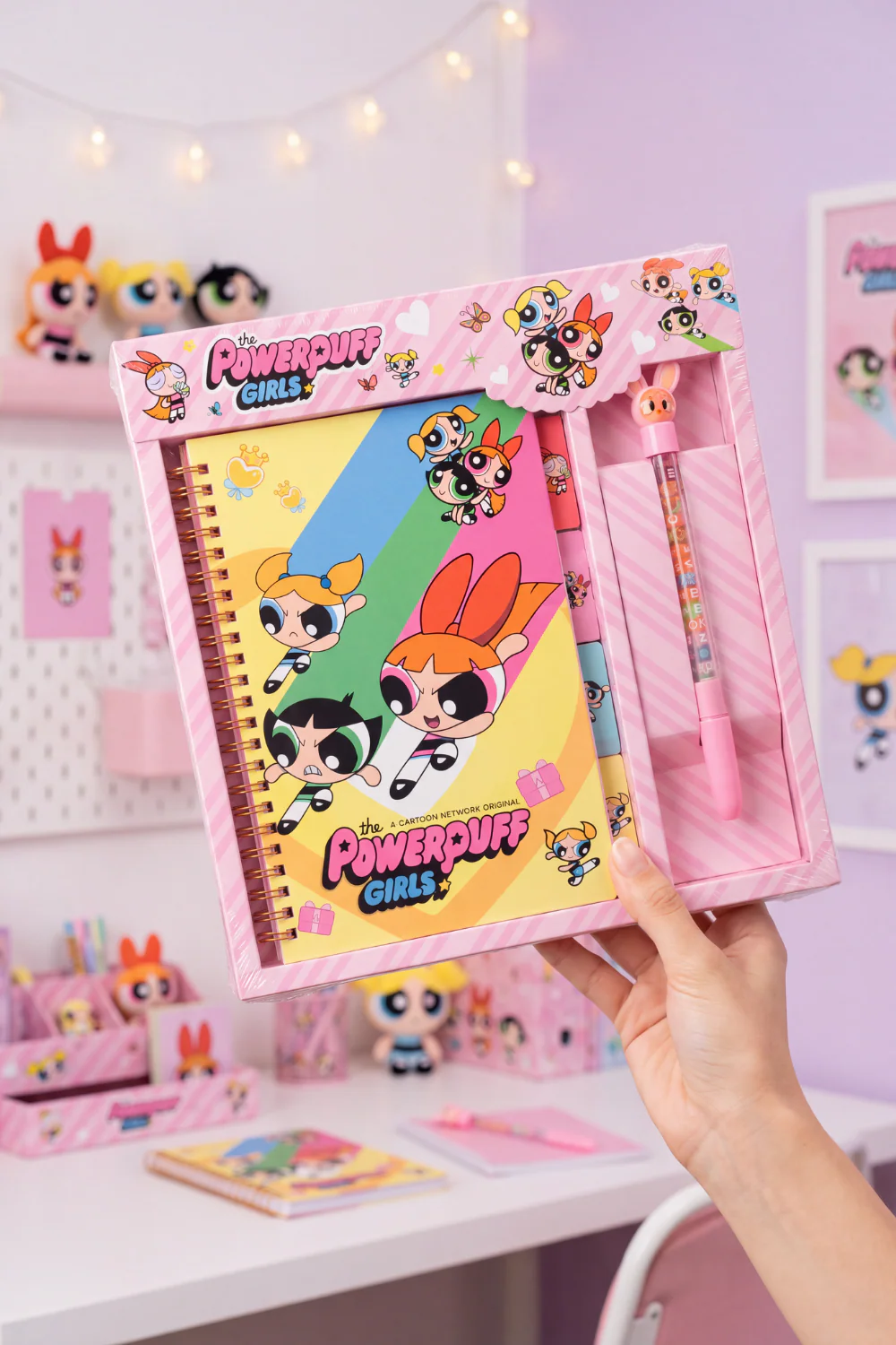 Powerpuff Temalı Defter + Kalem Kırtasiye Seti — Rainbow Powerpuff