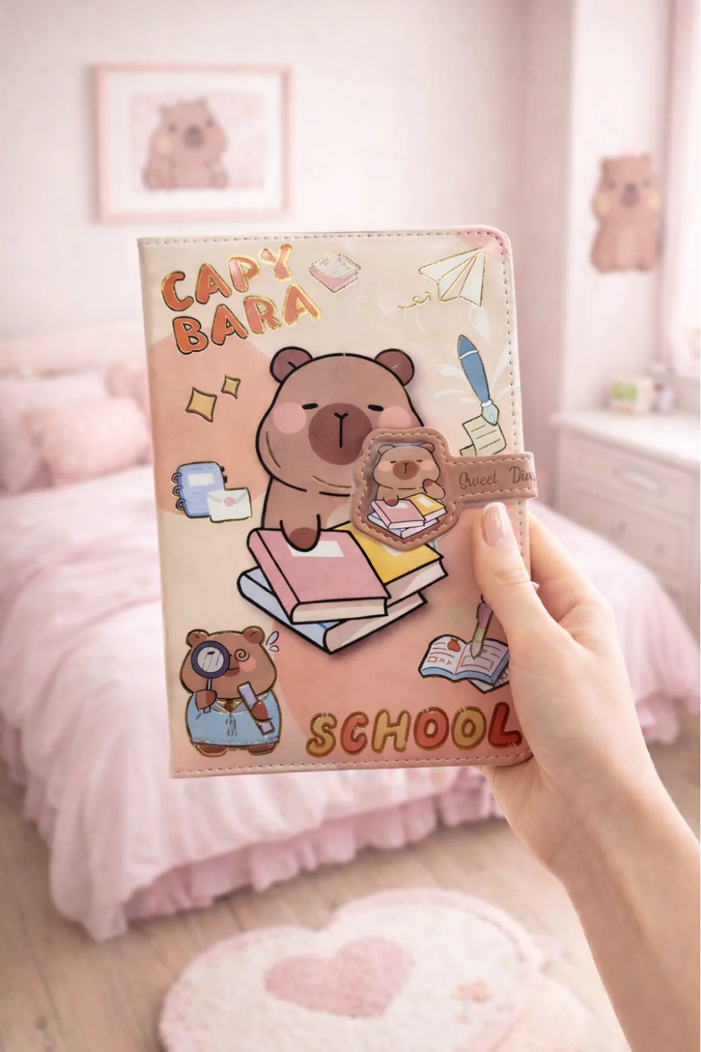 Capybara Temalı Mıknatıs Kilitli Pofuduk Defter