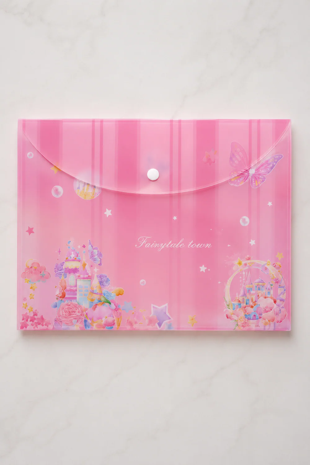 Fairytale Town Temalı Pembe Renkli A4 Çıt Çıt Dosya