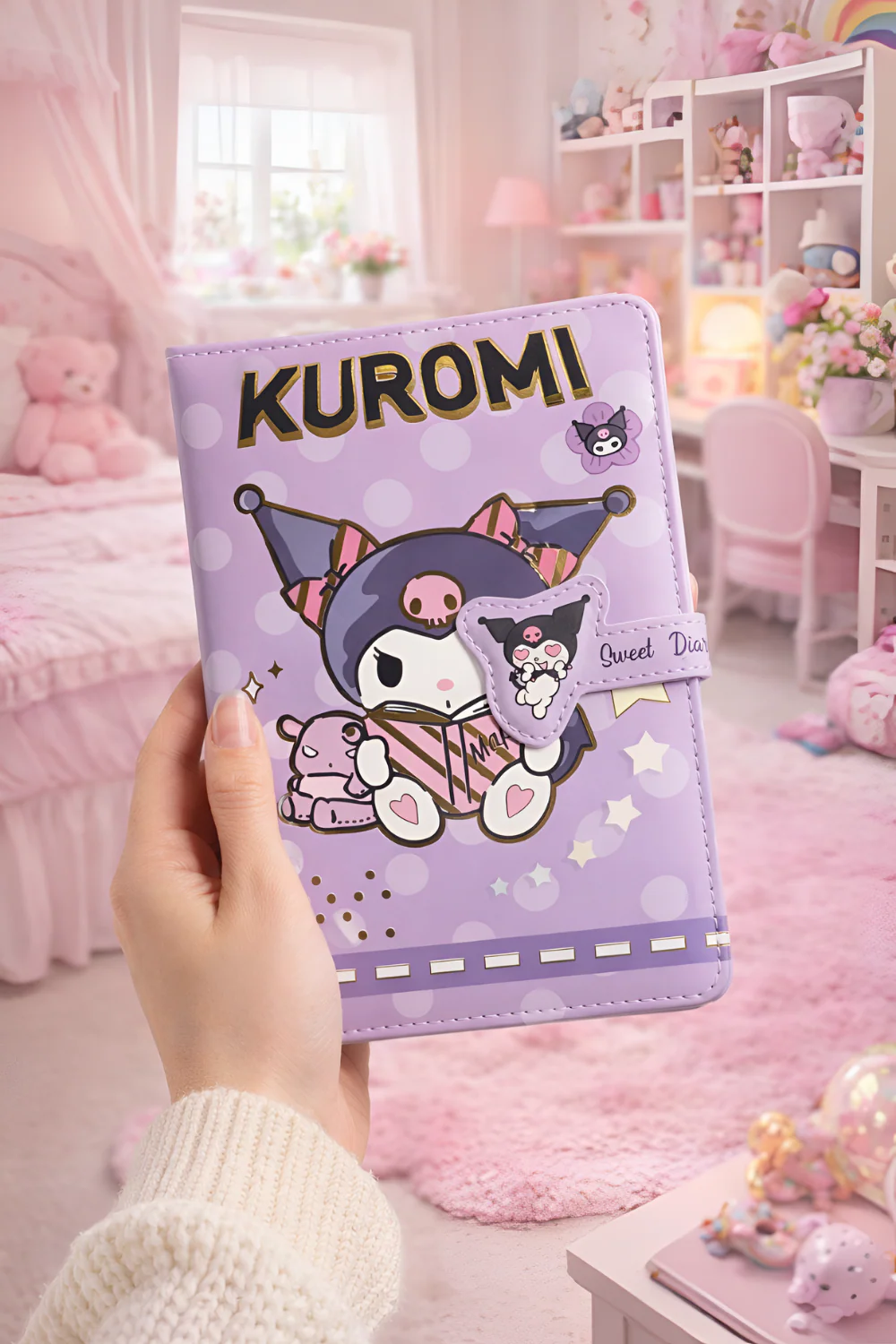 Kuromi Temalı Mıknatıs Kilitli Pofuduk Defter