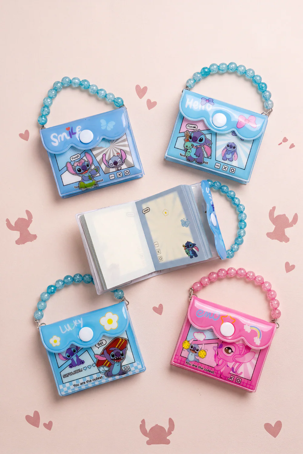 Stitch Temalı Çantalı Askılı Mini Not Defteri