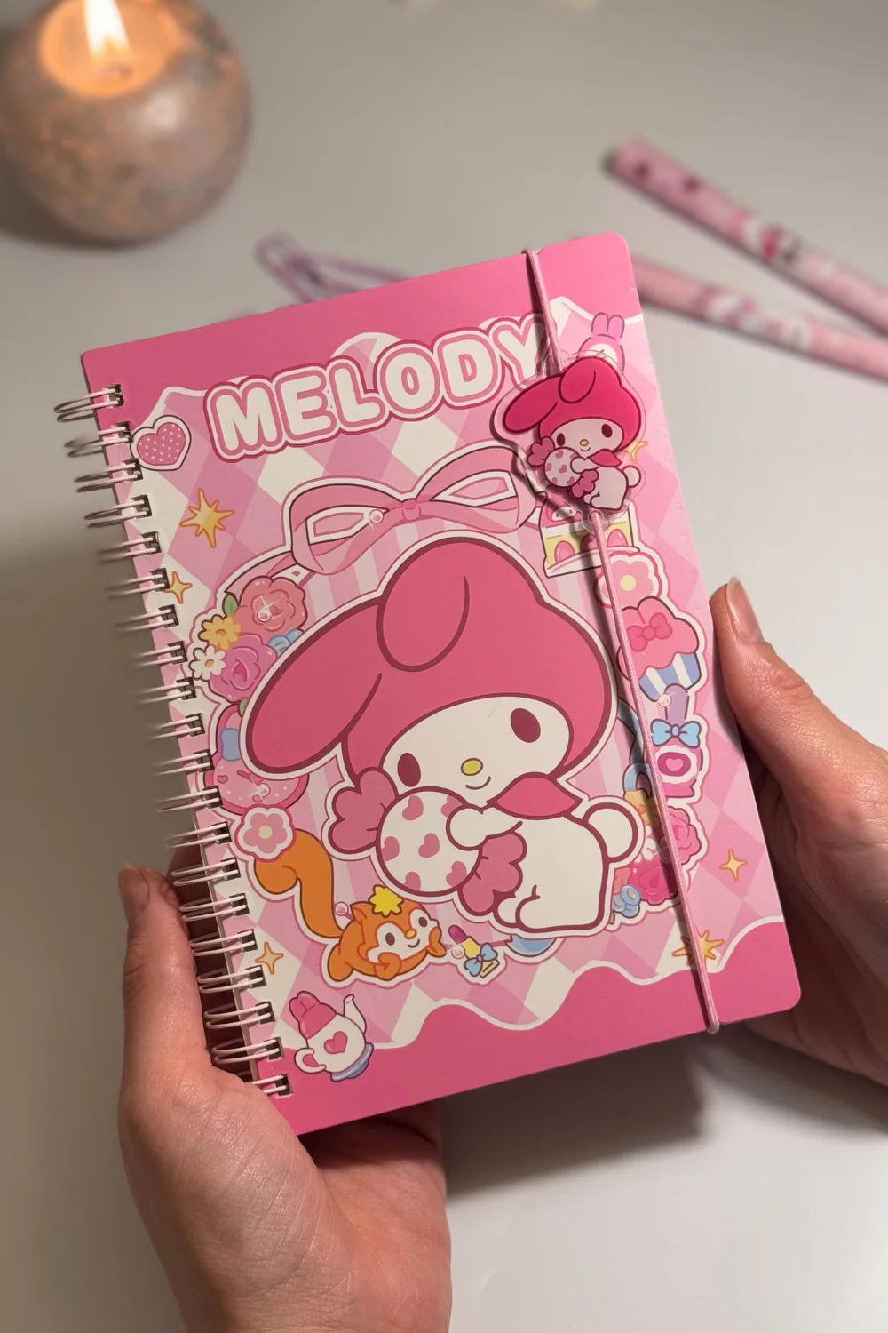 My Melody Temalı Lastikli Çizgili Defter