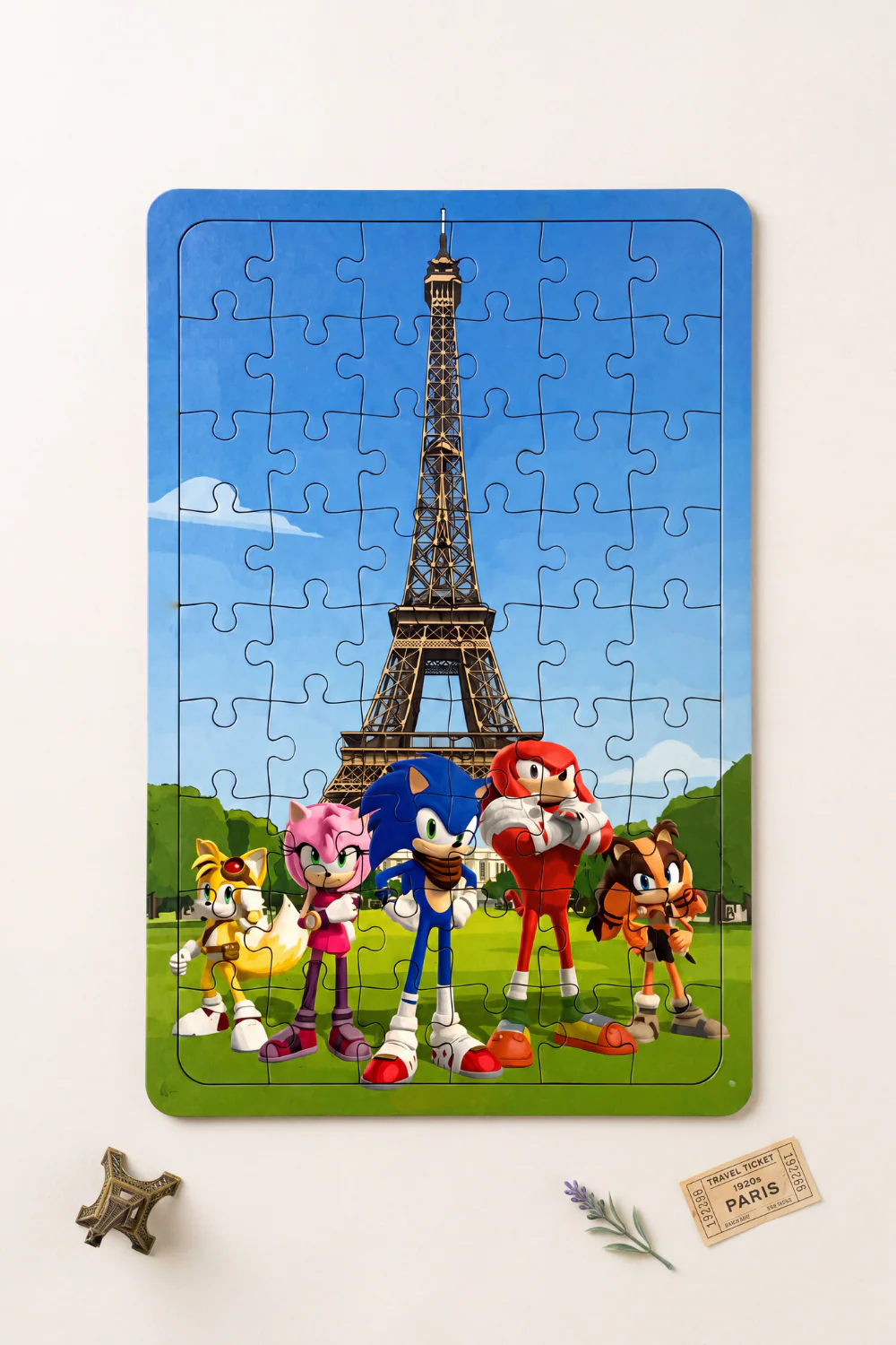 Sonic ve Arkadaşları Paris Eyfel Kulesi'nde 54 Parça Eğitici Ahşap Puzzle & Yapboz